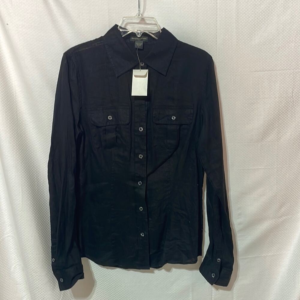 Banana Republic L 💯linen button down shaped fit blouse washable nwt